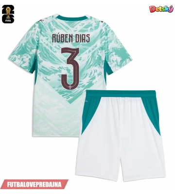 Lacne Dětský Futbalové dres Portugalsko Ruben Dias #3 MS 2026 Krátky Rukáv - Preč (+ trenírky)